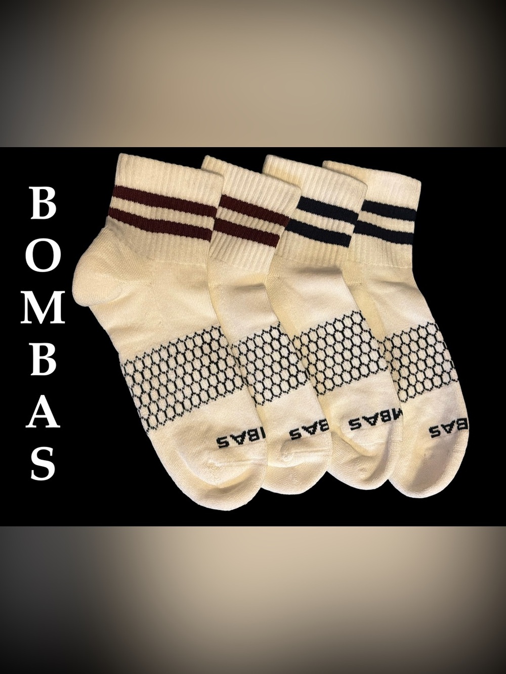 Bombas Men's Vintage Stripes Quarter Socks
(2-Pair Pack) Men’s Medium 6-9